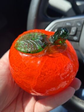 Vintage MCM Italian Style Art Glass Orange – Textured Hand Blown Fruit